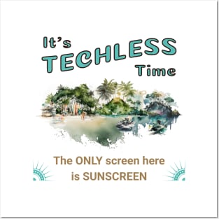 Techless Time Tropical Island Water Sports Beach Posters and Art